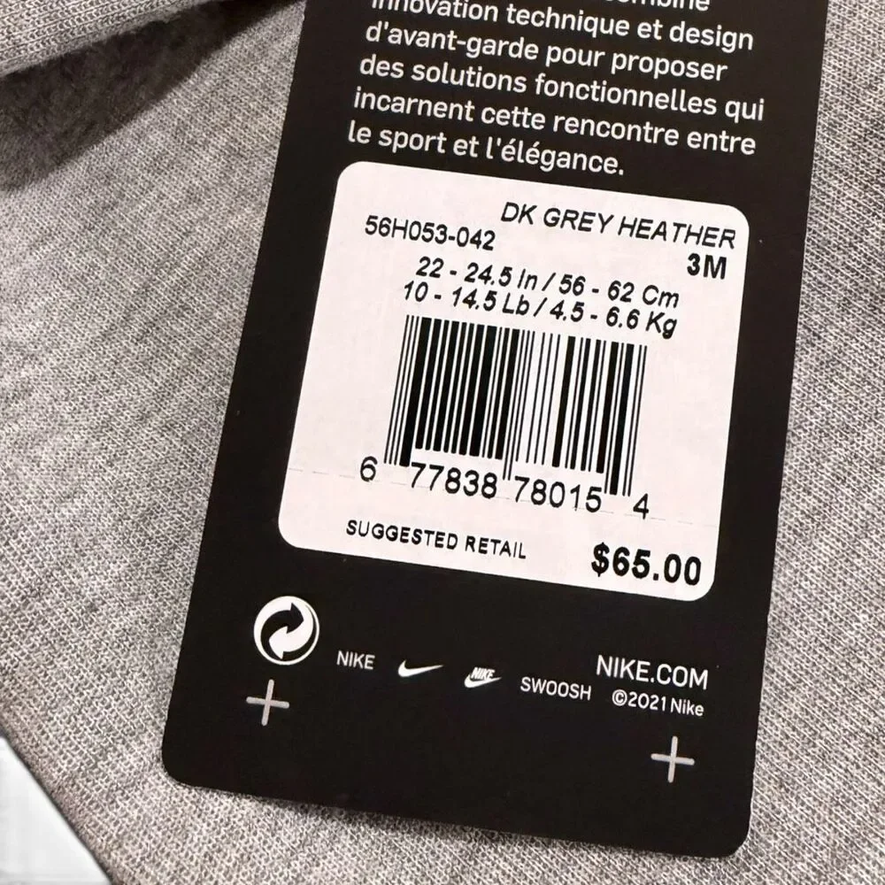 Nike Tech Fleece Infant Full Zip Coverall Romper Hoodie size 3 Month New NWT